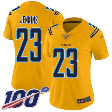 Los Angeles Chargers NFL Football Rayshawn Jenkins Gold Jersey Women Limited  #23 100th Season Inverted Legend